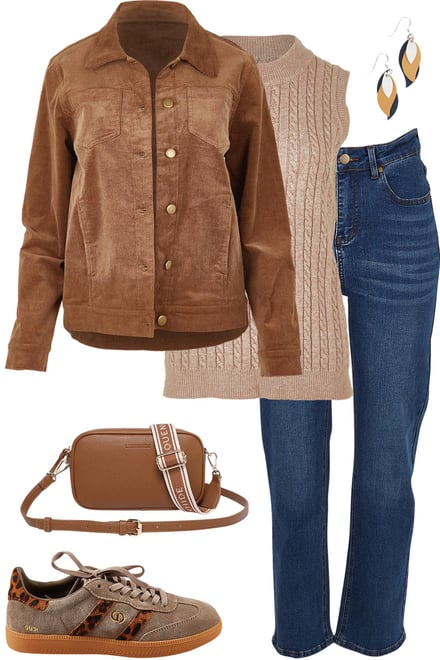 Mushroom Cord + Cable Knit + Denim