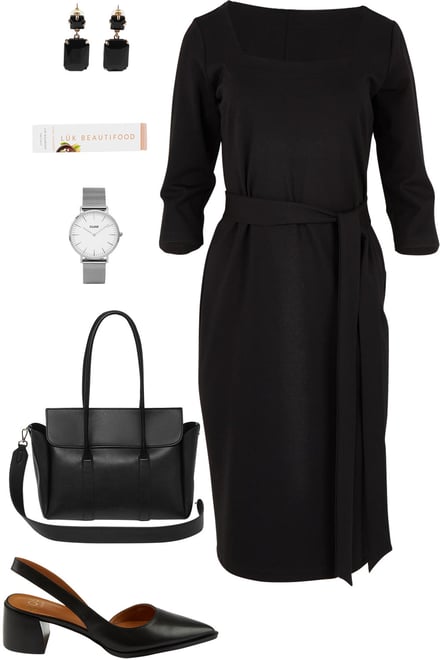 Black Square Neck Ponte With Black