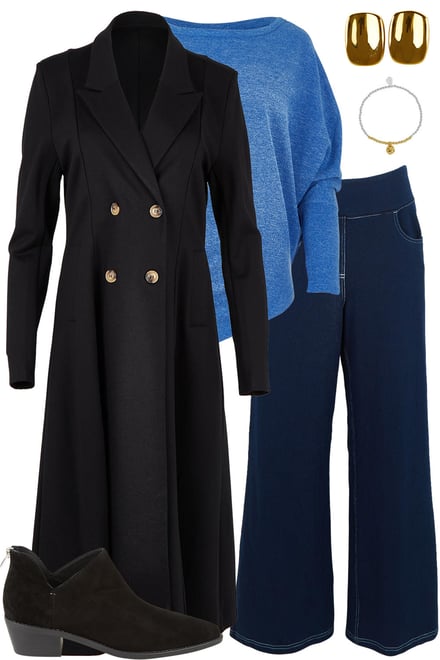 Lapis Snuggle Up + Longline Ponte + Faux Jeans