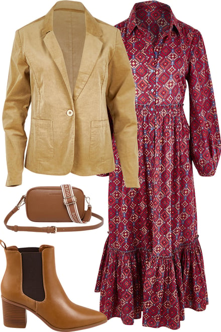 Nicole Maxi With Nougat Cord Blazer