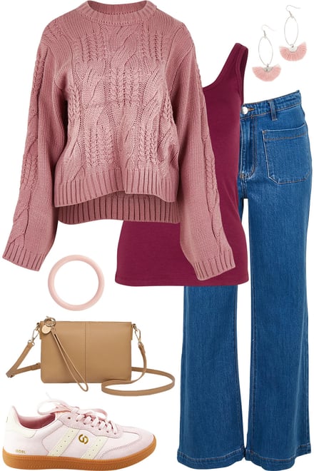 DustyRose Josie Knit With Mid Denim