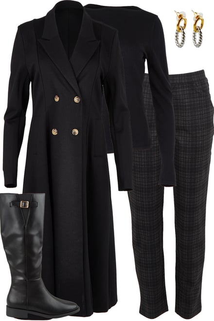 Desire Longlline Coat With Check Pants