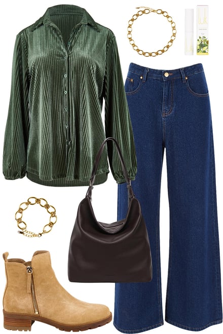 Thyme Velvet Shirt With Dark Denim
