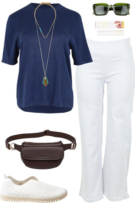 Blue Linen Lyocell Knit + White Denim