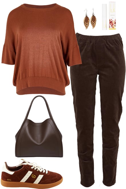 Copper Knit Tee With Dark Cocoa Cords