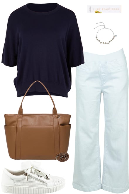 Darklapis Knit With White Denim