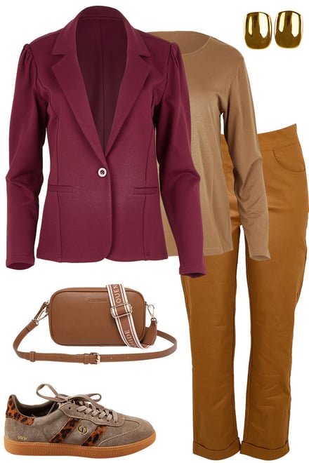Wine Blazer With Rust Pants