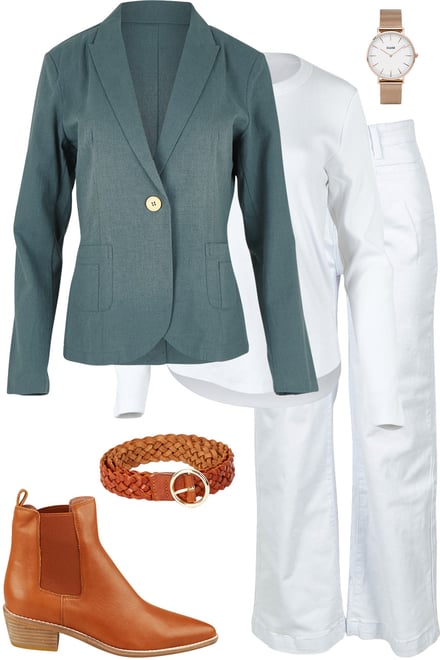 Lagoon Blazer With White & Tan