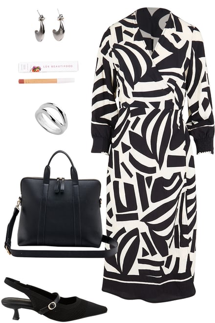 Black Abstract Wrap With Black & Silver