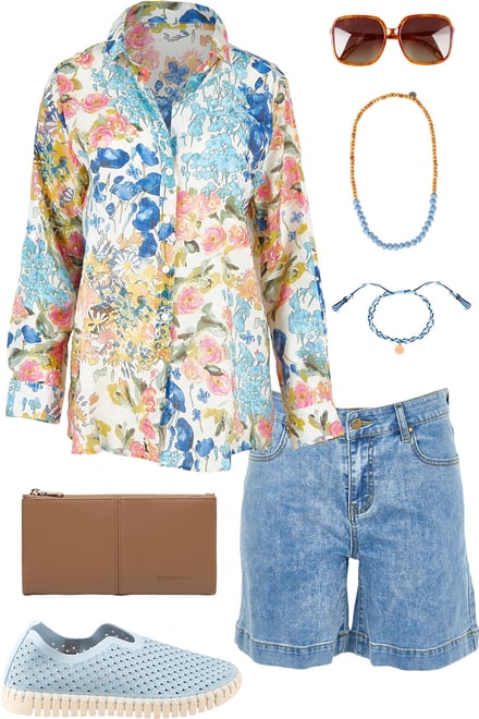 Bleufleur Shirt & Light Denim Shorts