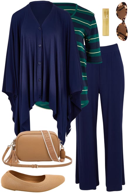 Stripe Tee With French Navy Set