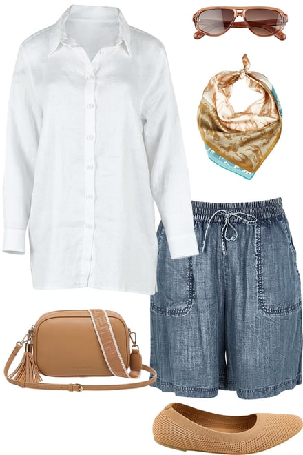 White Linen Shirt & Indigo Shorts