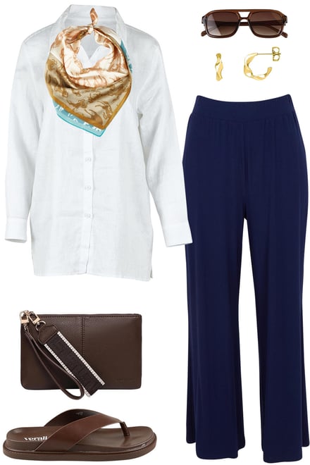 White Linen Shirt & Navy Bamboo Pants