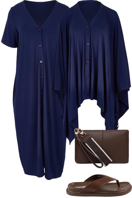 French Navy Dress & Shrug Set