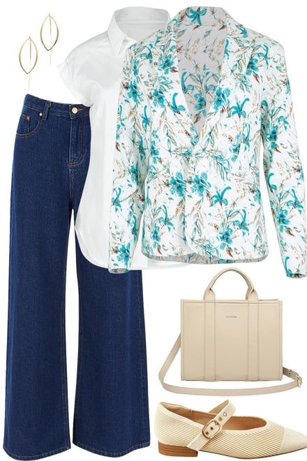 The Printed Blazer With Denim Jeans