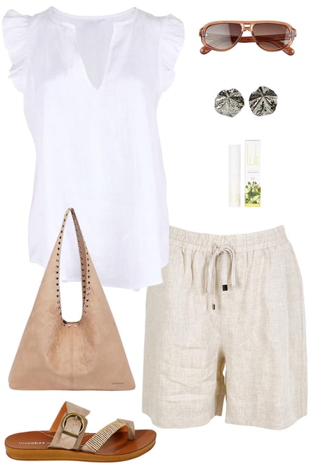 White Linen Tank & Tusk Linen Shorts
