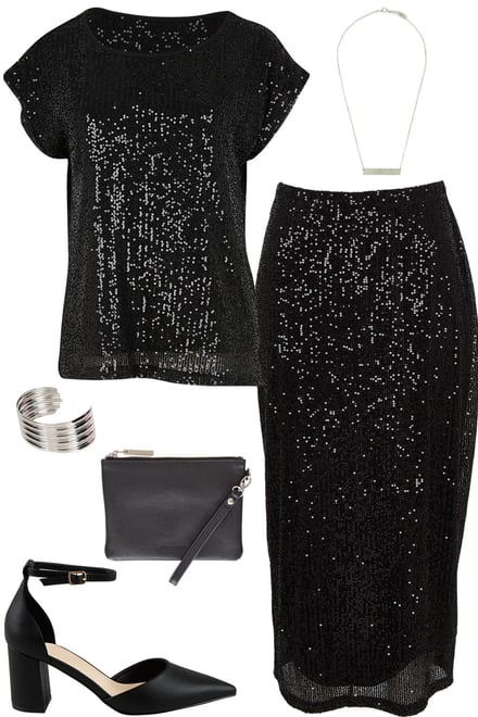 Black Reegan Top & Skirt Set