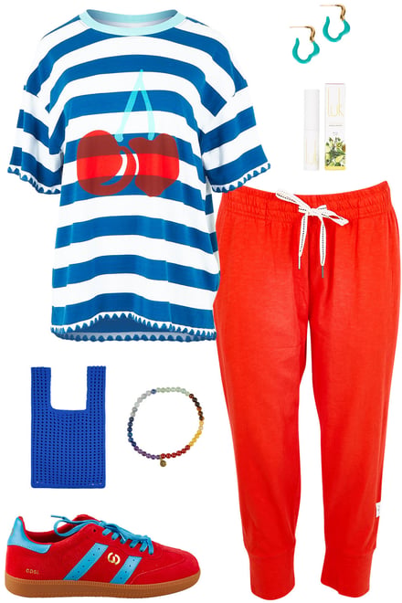 Cherry Tee With Tangelo Pants