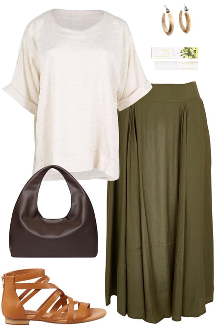 Sand Every Wear Tee & Olive Skirt