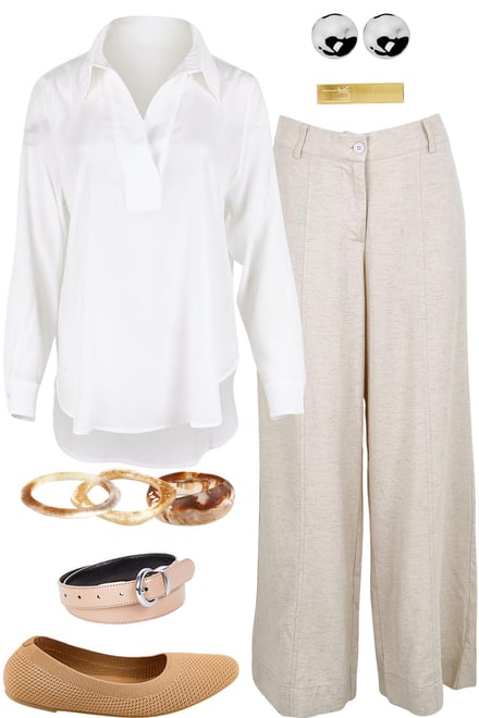 White Easy Wear Blouse & Sand Pants