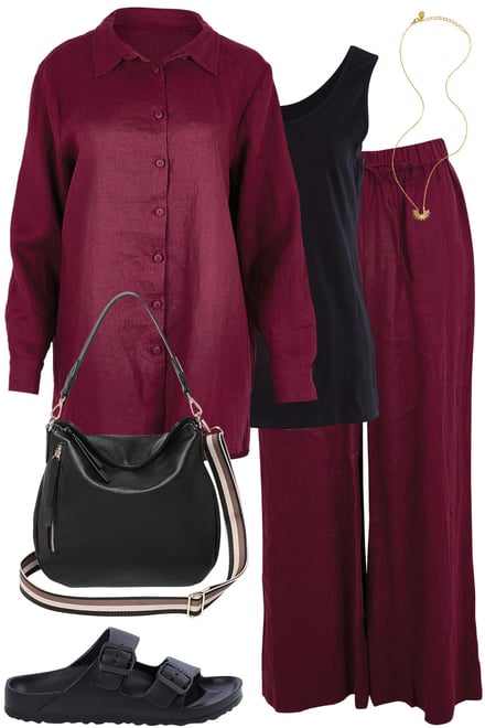 Plum Linen Shirt & Pant Set