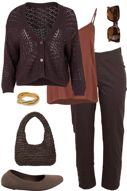 Sable Cardi & Sable Pants & Chocolate