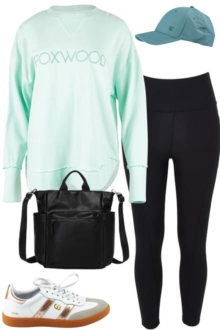 Pale Mint Crew & Black Leggings