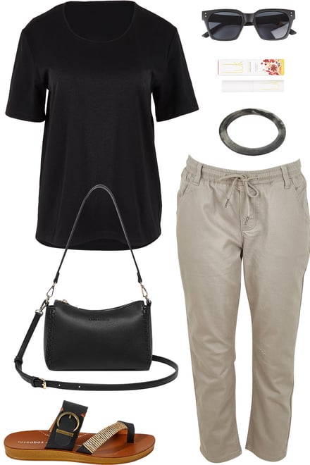 Black Tee & Biscuit Drawstring Pants