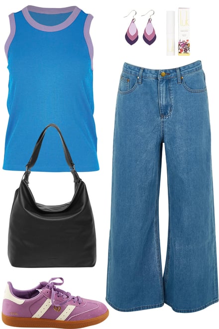 Blue Tank With Light Denim & Purples
