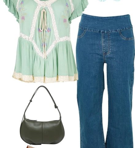 Pistachio Blouse With Easy As Jeans