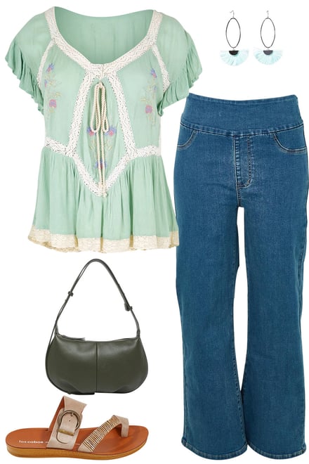 Pistachio Blouse With Easy As Jeans
