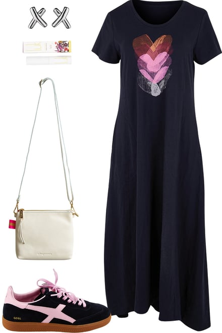 Inkpink Heart Dress With Navy & White