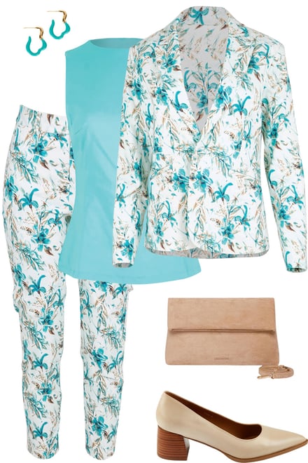 Aquafleur Set With Aqua Top