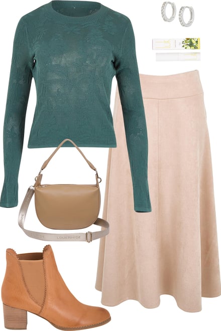 Sage Lace Top & Baci Faux Suede Skirt