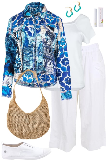 Blue Print Jacket With Whites