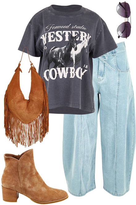 Tex Tee With Barrel Leg Jeans