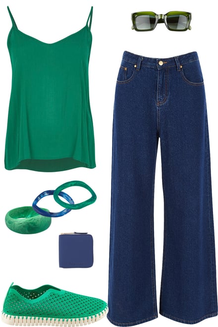 Emerald Cami With Dark Denim