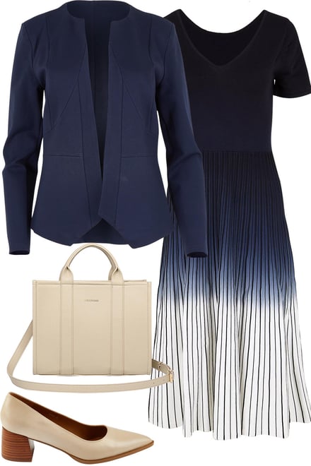 Navy Ponte Jacket & Ombre Knit Dress