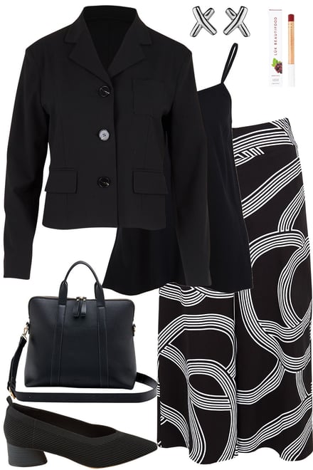 Buttoned Blazer With Printed Culotte
