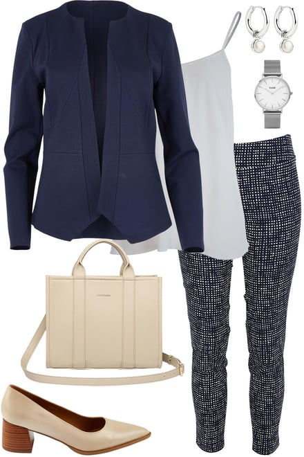 Navy Adore Blazer & Matrix Print Pants