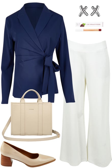 Navy Soft Suit Blazer & Pearl Pants