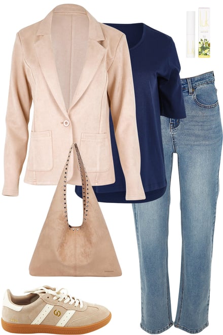 Baci Faux Suede + Navy + Light Denim