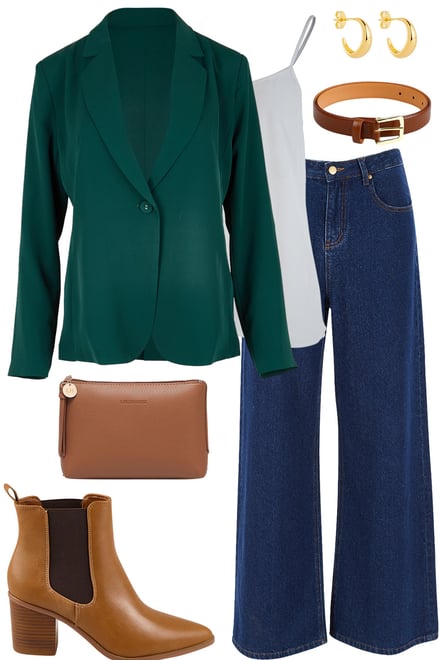 Dark Teal Blazer With Dark Denim