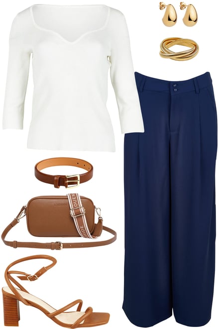 Snow Sweetheart Top With Navy Pants