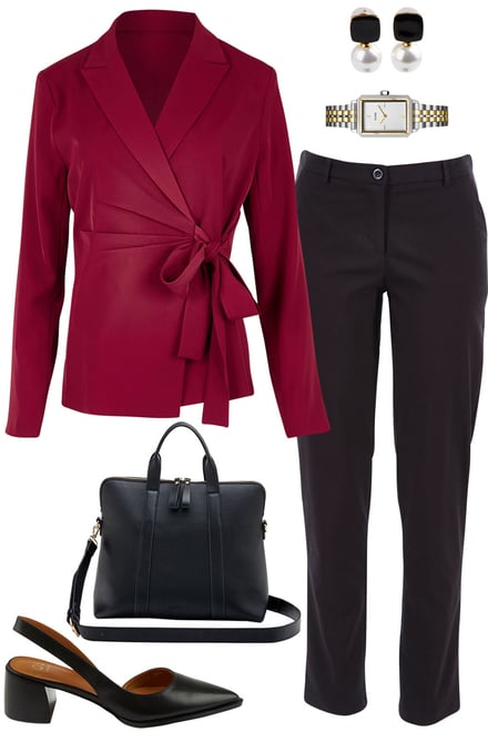 Burgundy Soft Blazer With Black Pants