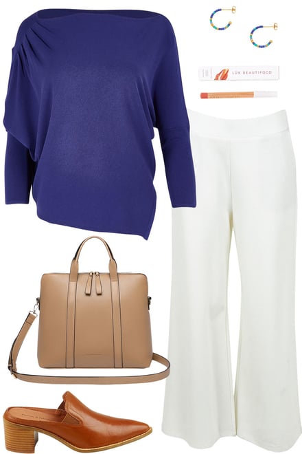 Indigo Blue Knit With Pearl Pants