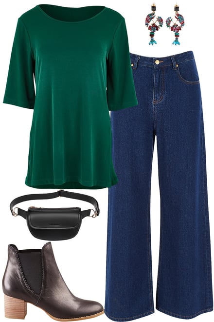 Posy Green Tunic With Dark Denim
