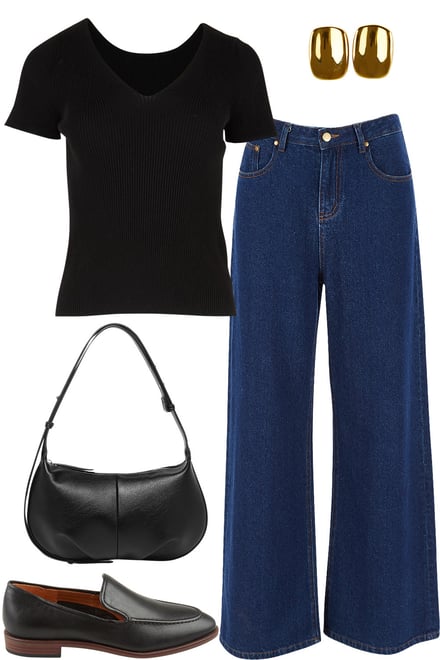 Reversible Rib Top With Dark Denim