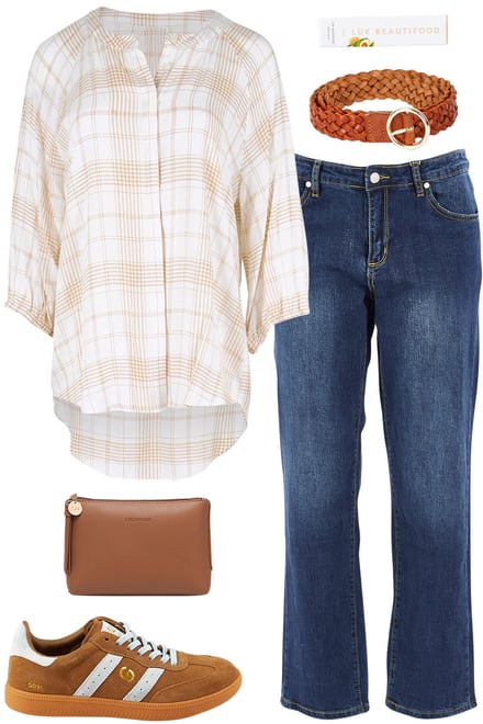Ivory Sand Shirt With Mid Denim