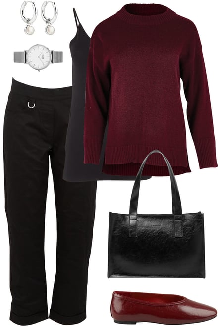 Burgundy Knit With Black Pants